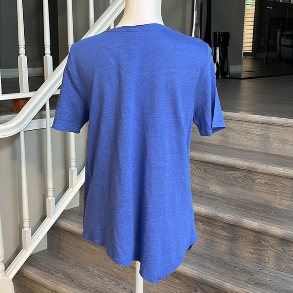 Chico's Blue V-Neck Short Sleeve Tee - Picture 2 of 4